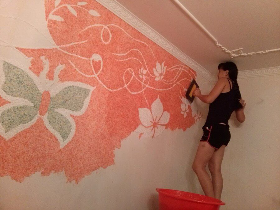 рисунок на жидких обоях