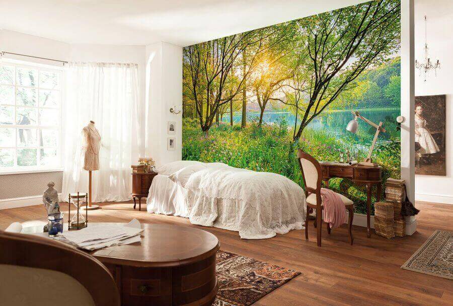 акцентная стена из 3д обоев