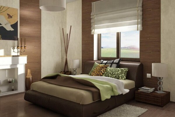 бамбукові шпалери в спальні