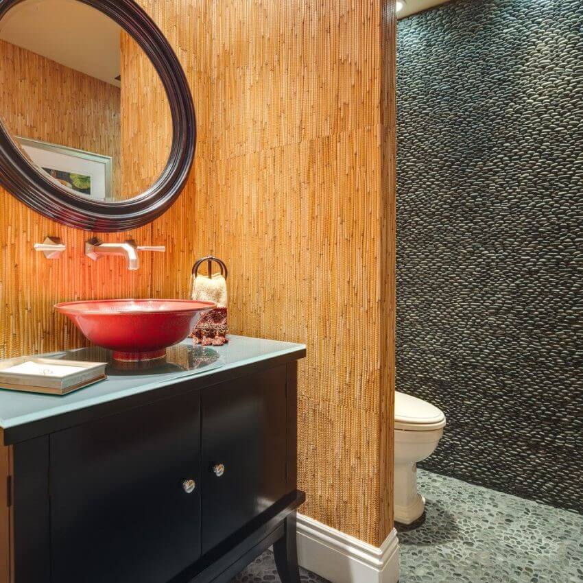 бамбуковые обои в ванной