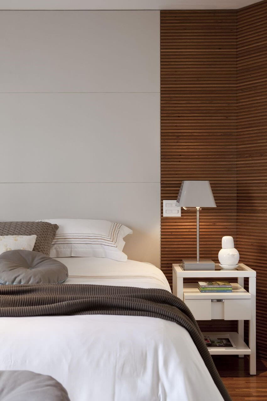 кофейные бамбуковые обои в спальне