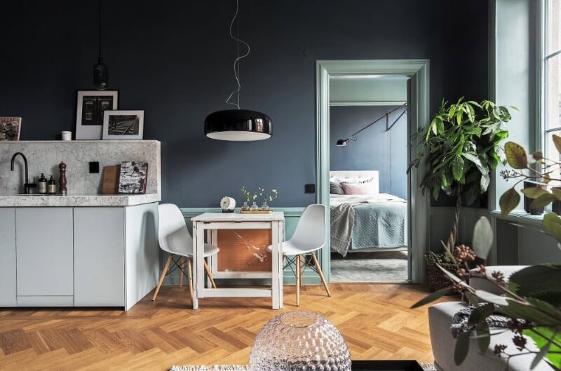 пол на кухне в сканди стиле