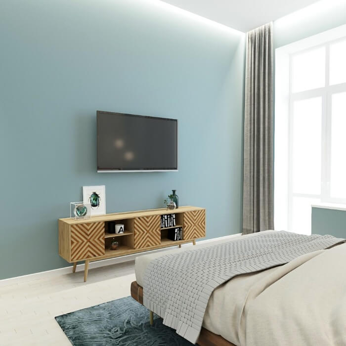 інтер'єр спальні в мятном кольорі