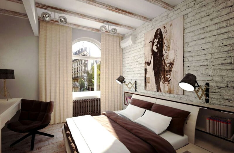 маленькая спальня в стиле лофт