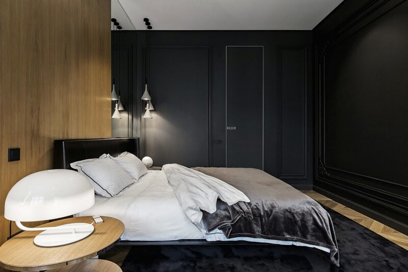 дизайн спальні в чорному кольорі