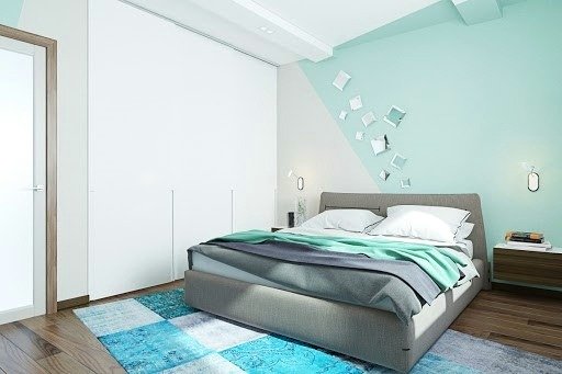 дизайн спальні м'ятний колір
