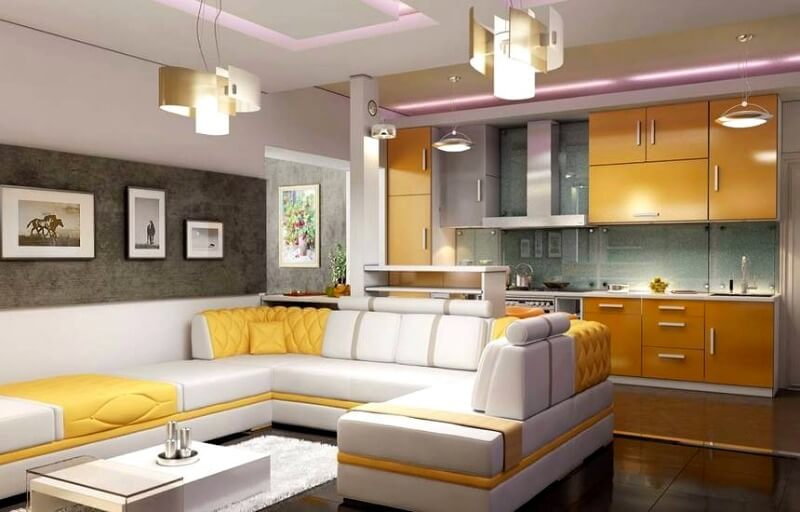 освітлення на кухні студії