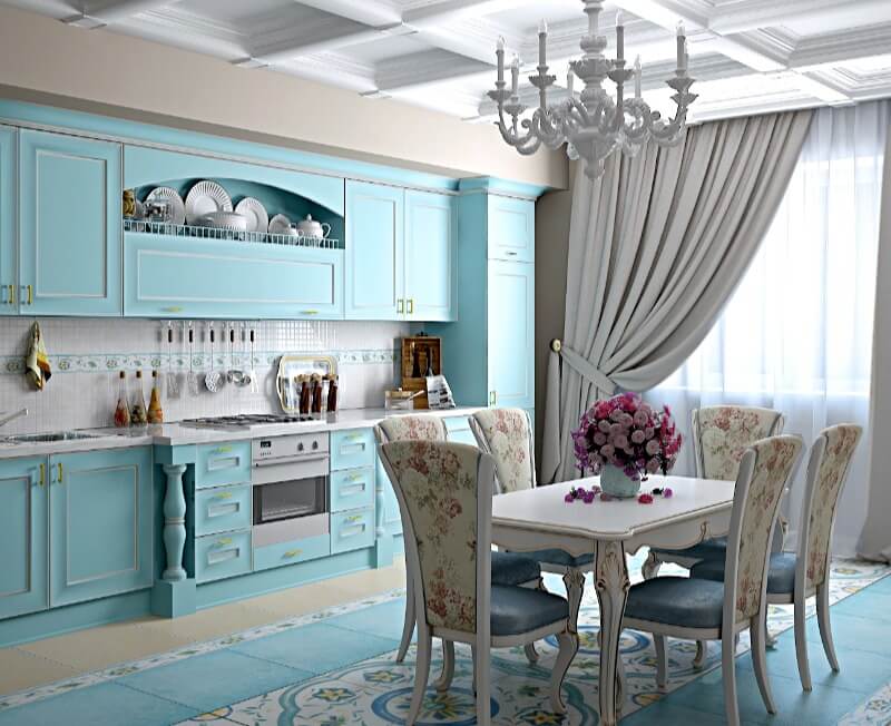 кухня прованс блакитного кольору