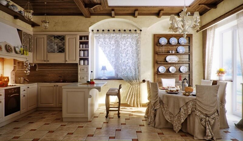 бежевый цвет кухни прованс