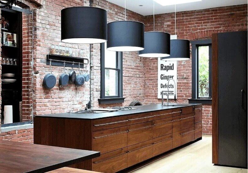 коричнева кухня лофт