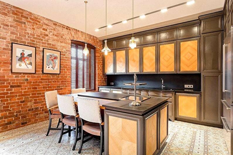 коричнева кухня лофт