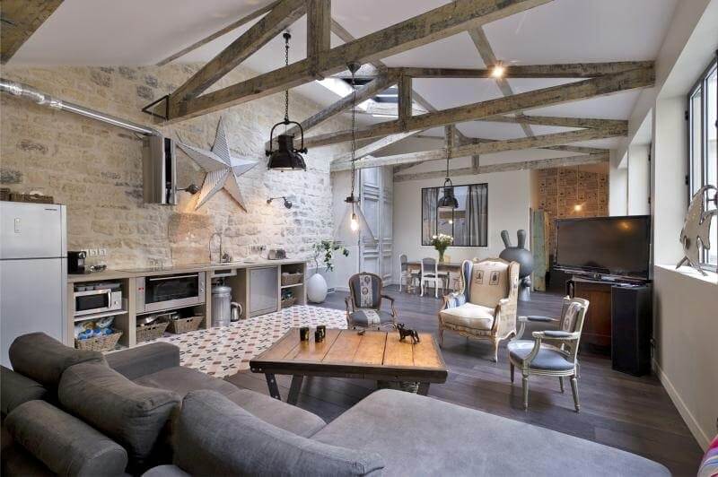 стеля на кухні в стилі лофт