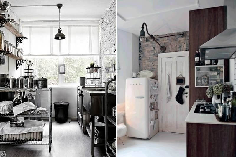 красиві світильники на кухні лофт