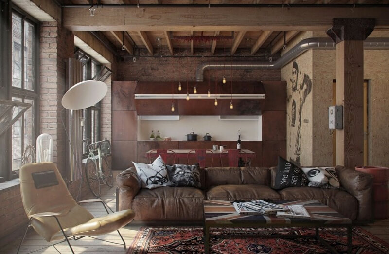 трубы на кухне лофт