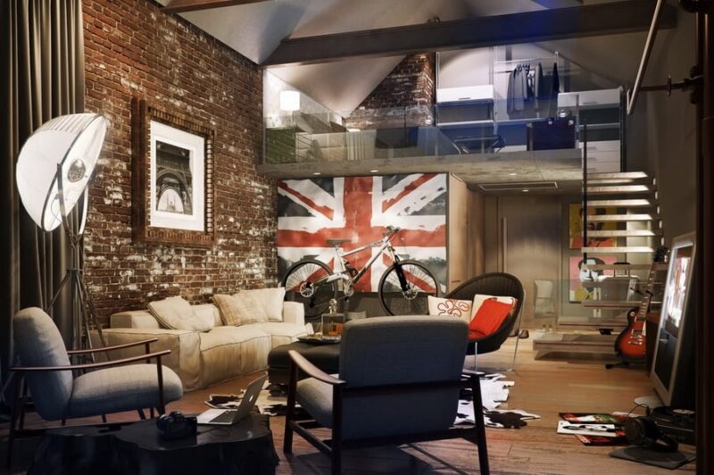 вітальня в стилі лофт