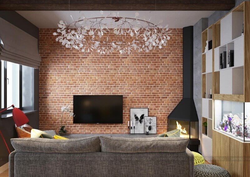 цегляна стіна у вітальні