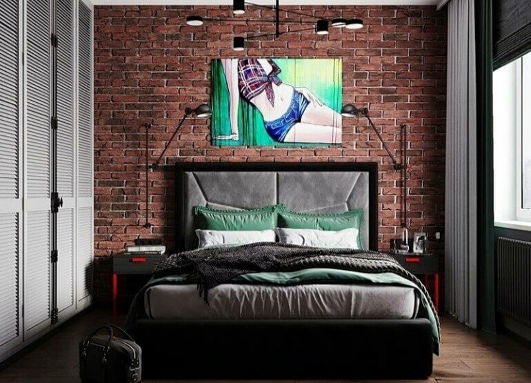цегляна стіна спальня