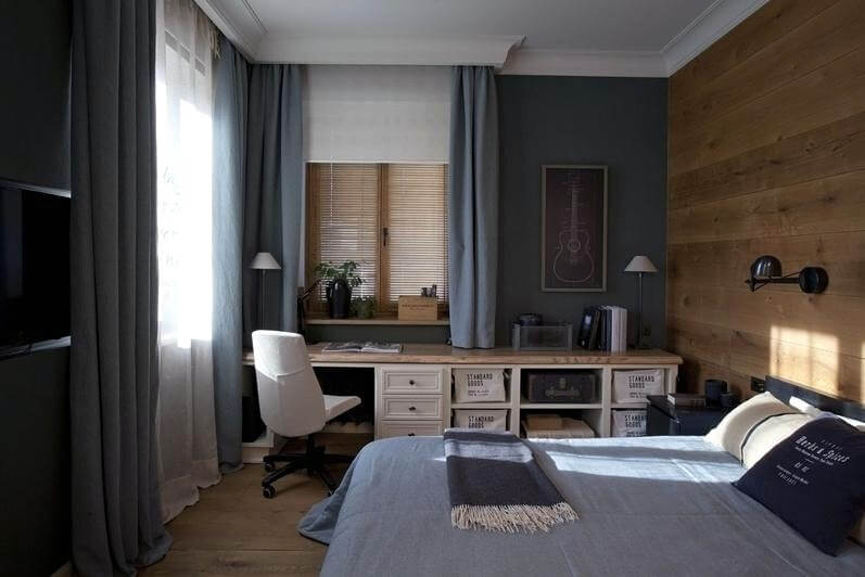 отделка спальни в стиле лофт