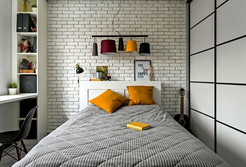 спальня лофт біла