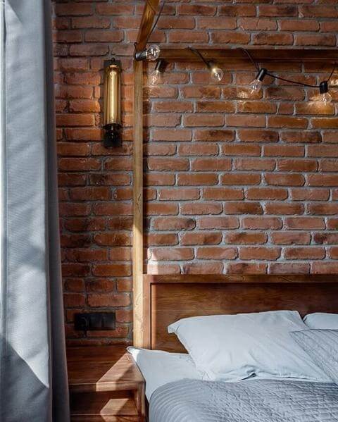 спальня лофт коричневого цвета