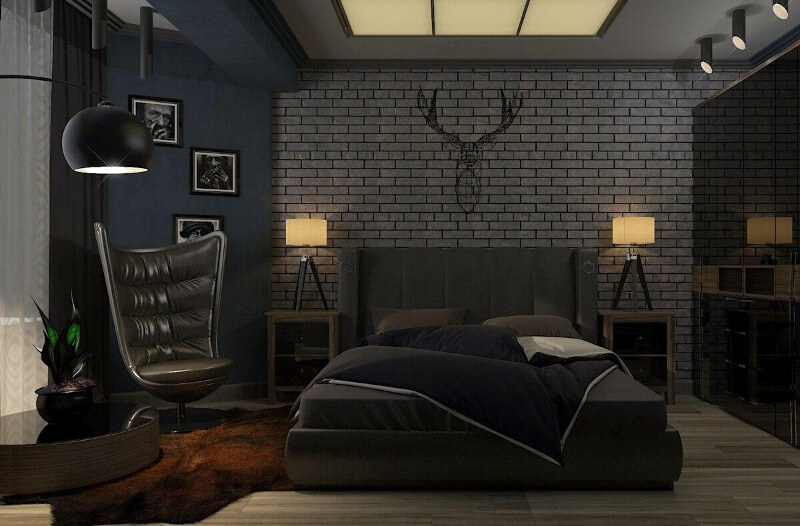 ідеї для спальні лофт для чоловіка