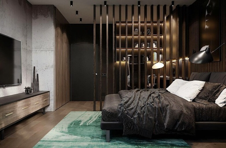 цвет в спальне лофт