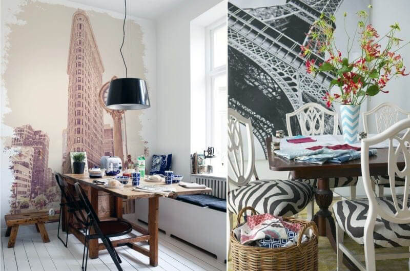 фотошпалери для кухні з міським принтом