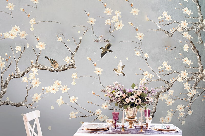 флористичні мотиви на фотошпалерах для кухні