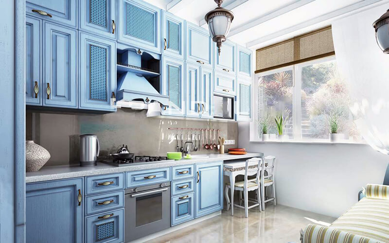 Фартух для блакитної або синій кухні