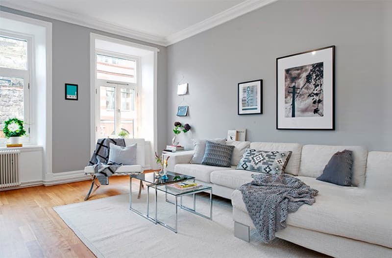 Нейтральний колір стін у вітальні