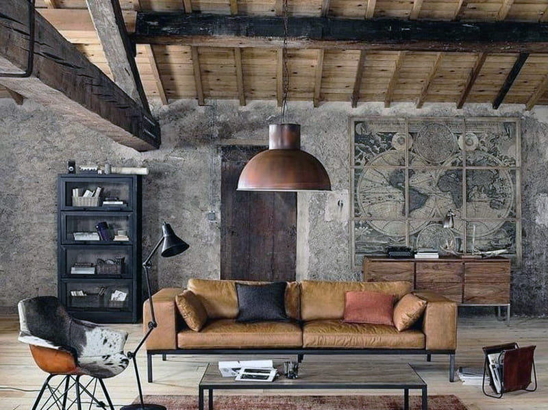 Оформлення кімнати в стилі лофт з використанням картин