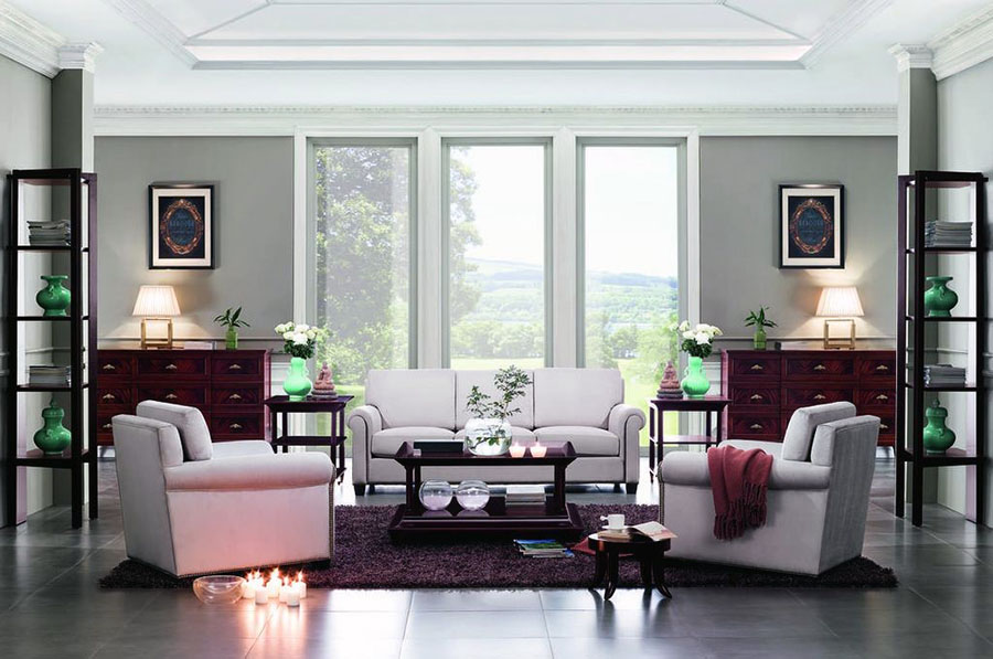 Сучасний дизайн вітальні з меблями