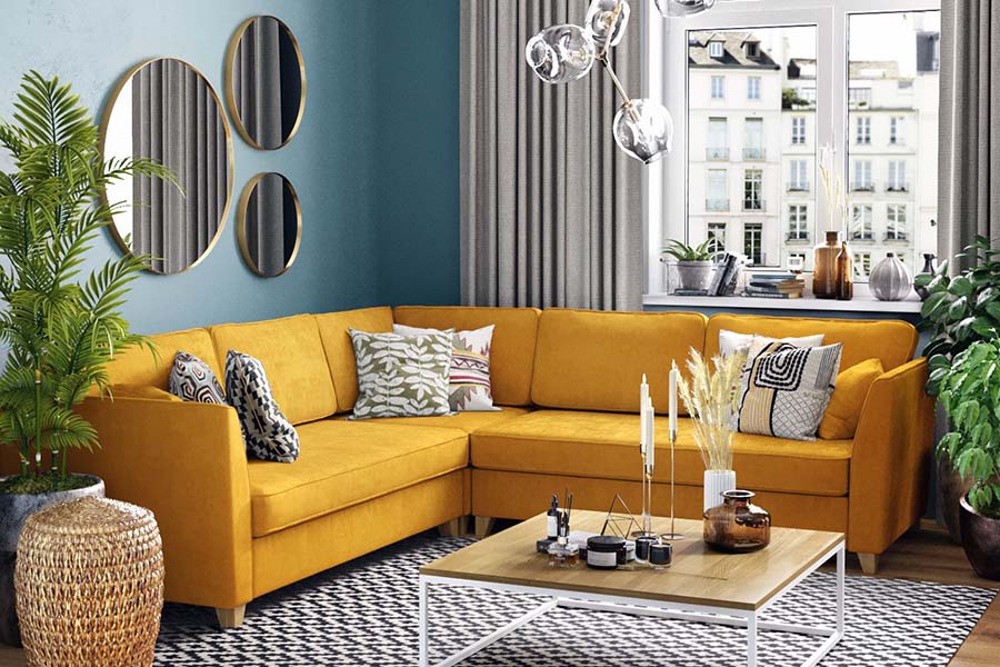 Затишна вітальня з яскравим інтер'єром