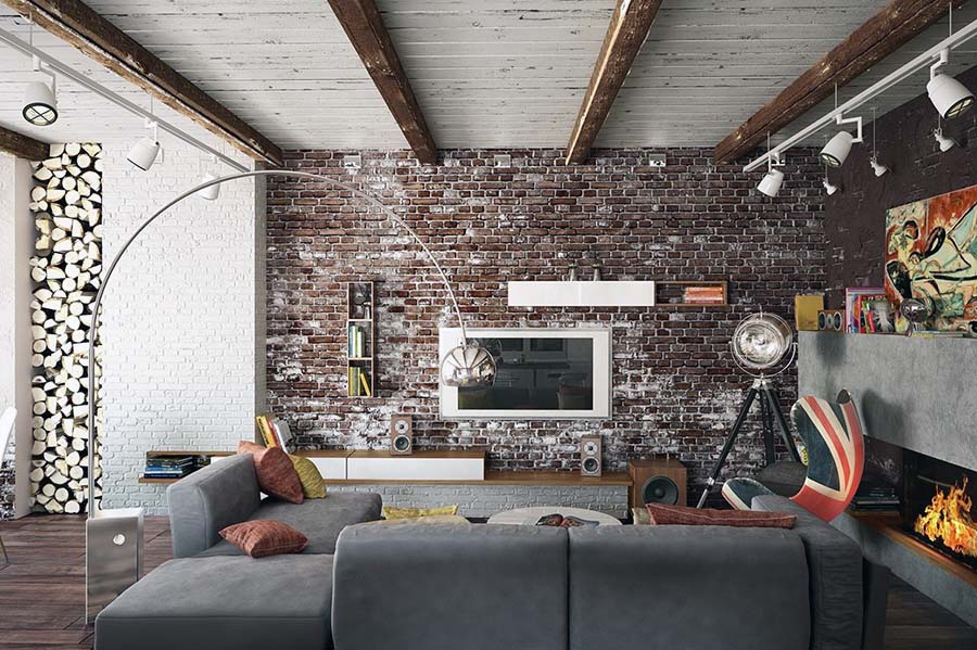 Вітальня в сучасному стилі лофт