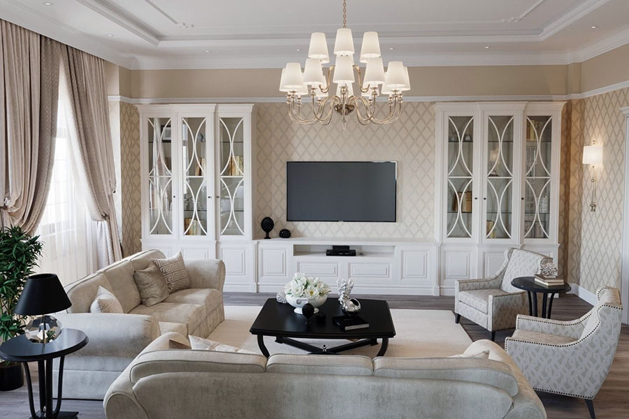 Містка вітальня у класичному стилі