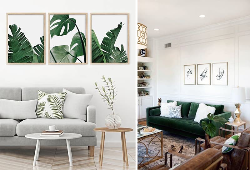 Стильна кімната з картинами на стіні