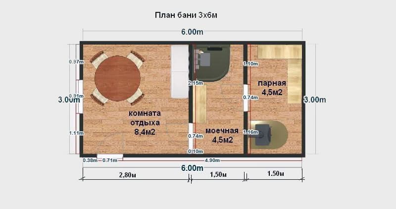 Базовий проект лазні 6 на 3