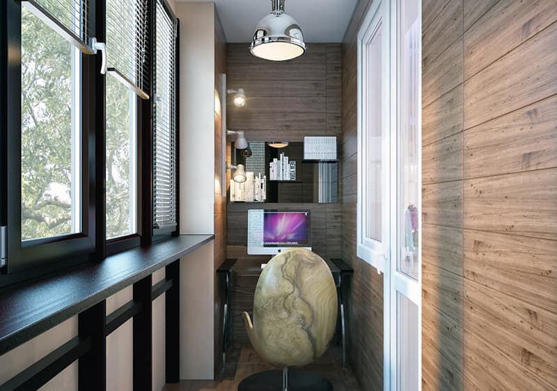 Оформлення лоджії в коричневих тонах