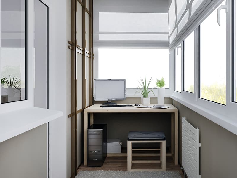 Оформление рабочего кабинета на балконе