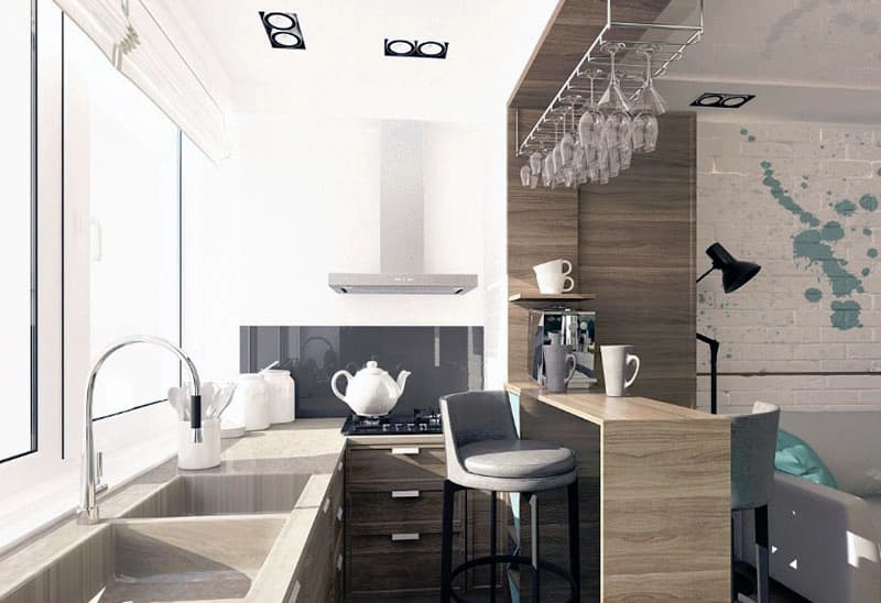 Робоча кухонна зона на лоджії