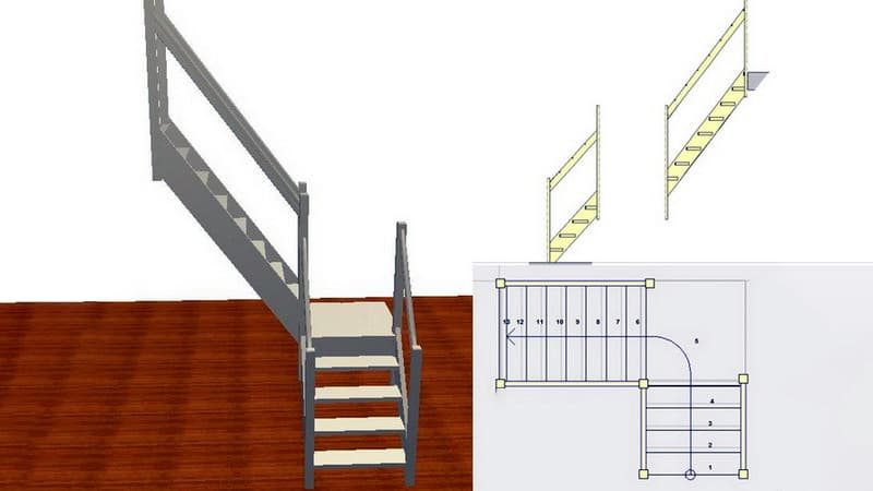 Схема сходів в формі букви Г