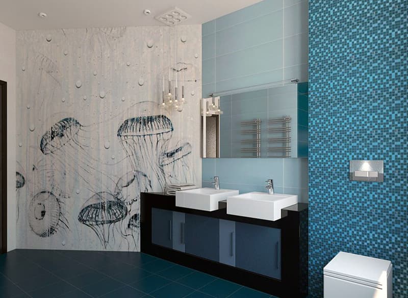 Пример ванной комнаты в морском стиле