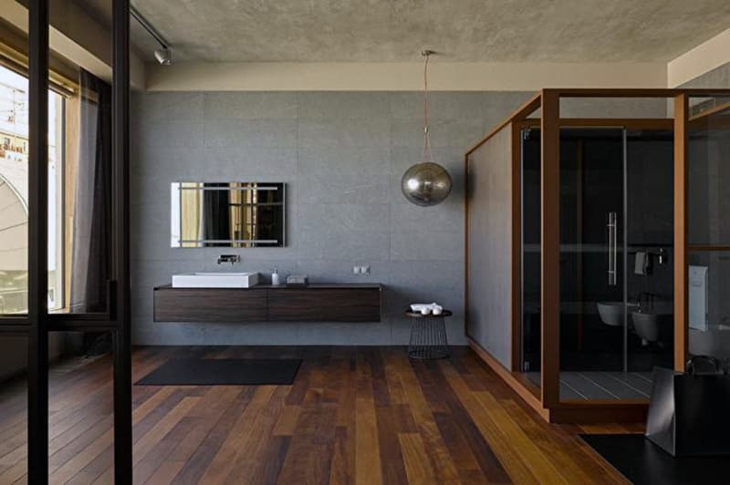 Реальний дизайн ванної кімнати з імітацією дерева