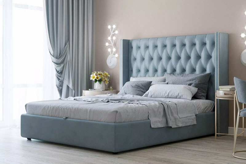 Ліжко з високим узголів'ям для спальні