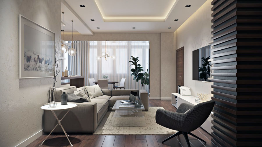 Приклад дизайну кімнати з кухнею