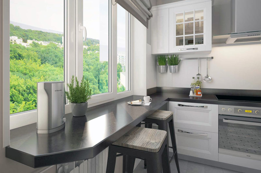 Розширення простору кухні за рахунок підвіконня