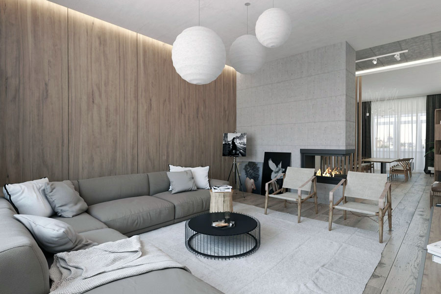 Велика світла кімната в сучасному стилі