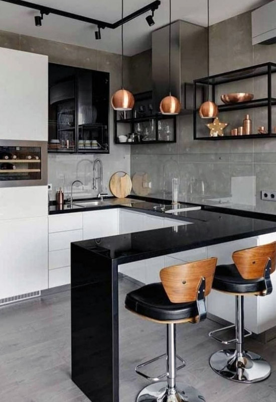 Дизайн кухні з невеликою барною стійкою