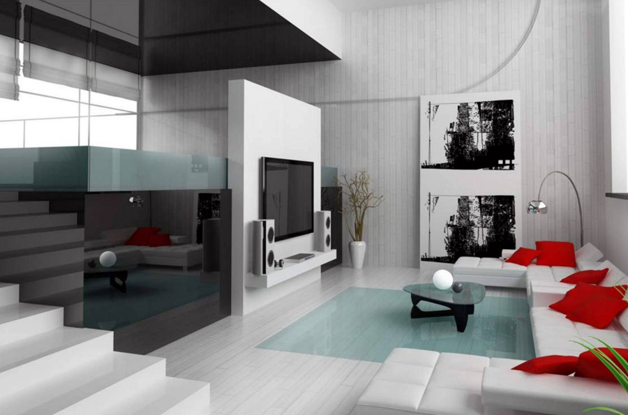 Интерьер комнаты в стиле хай-тек