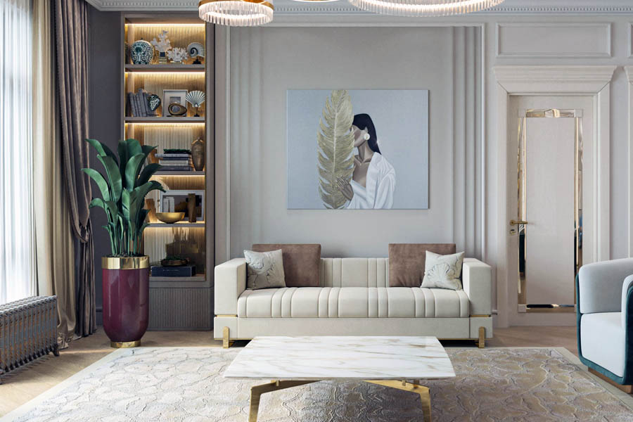 Вариант дизайна для большой гостиной комнаты